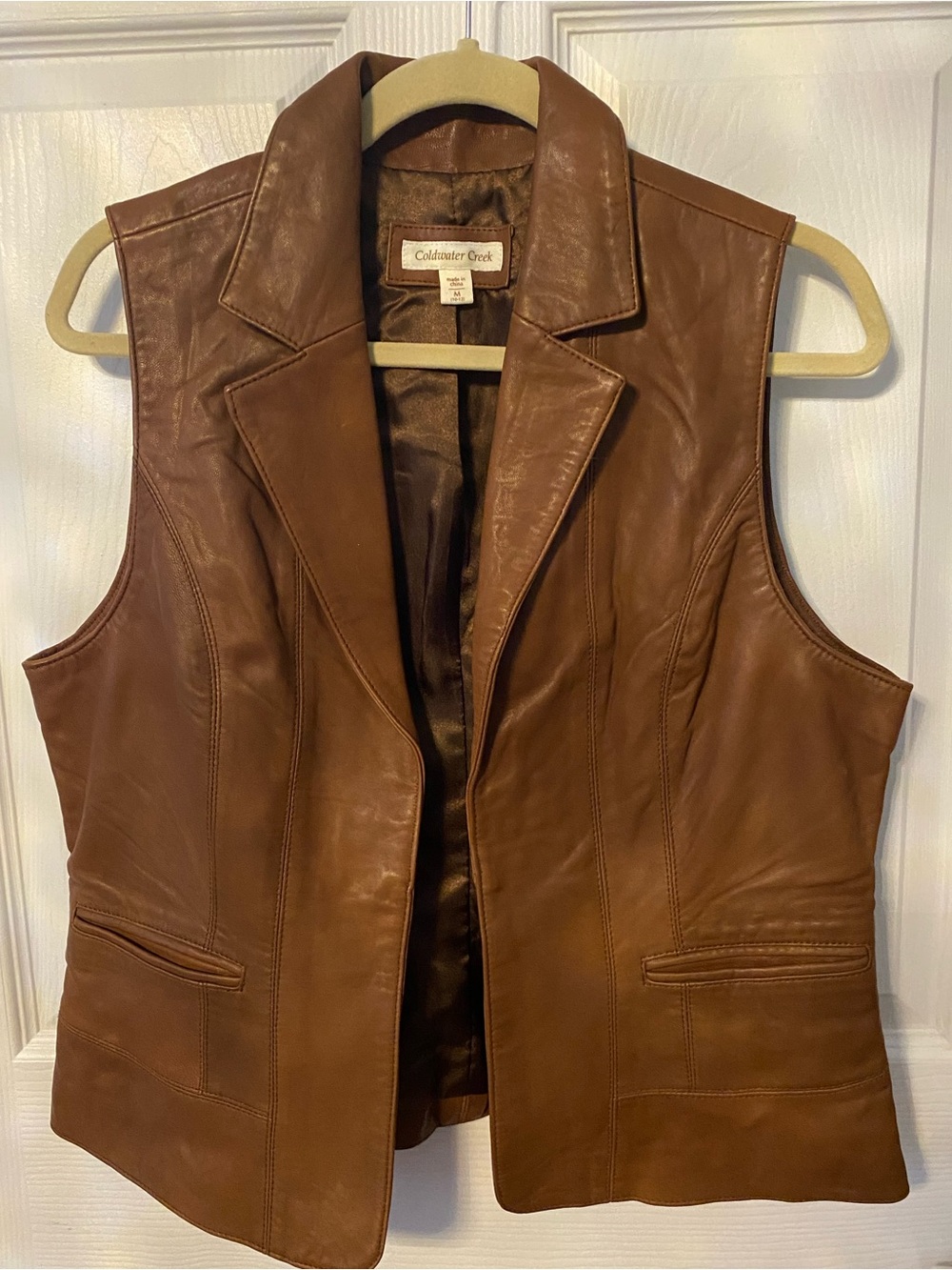 Coldwater Creek Women's Cognac Leather Vest